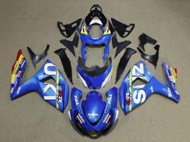 Suzuki GSXR 1000 Motorrad Verkleidung 2009-2016 - Blau Weiss Gelb Streifen
