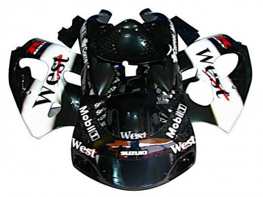 Suzuki GSXR 600 / GSXR 750 Motorrad Verkleidung 1996-2000 - Schwarz Weiss Weste