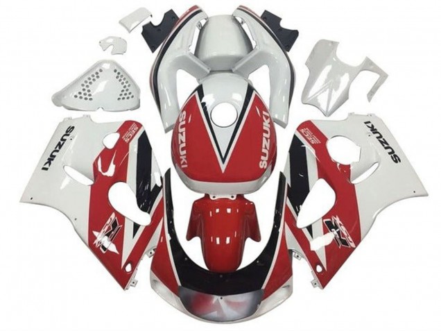 Suzuki GSXR 600 / GSXR 750 Motorrad Verkleidung 1996-2000 - Rot Weiss Schwarz Streifen