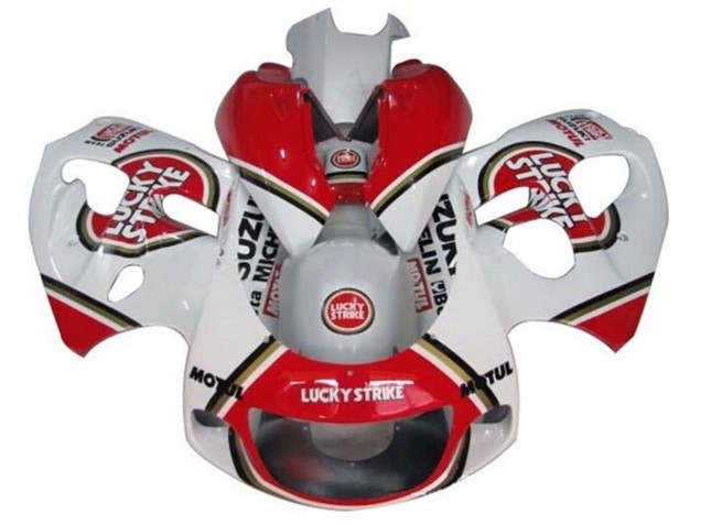 Suzuki GSXR 600 / GSXR 750 Motorrad Verkleidung 1996-2000 - Weiss Rot Lucky Strike