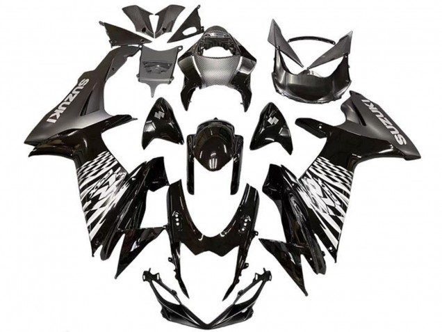 Suzuki GSXR 600 / GSXR 750 Motorrad Verkleidung 2011-2024 - Glanzendes Schwarz Silber