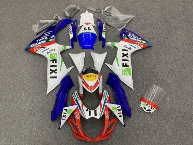 Suzuki GSXR 600 / GSXR 750 Motorrad Verkleidung 2011-2024 - Weiss Blau Gelb Rot Grun Fixi 11
