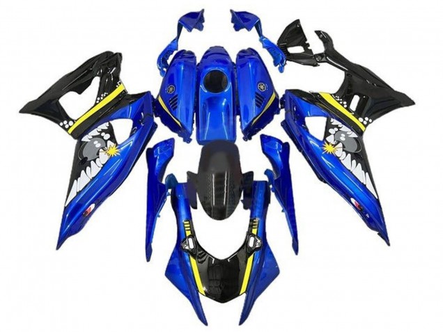 Yamaha YZF R7 Motorrad Verkleidung 2021-2024 - Blau Schwarz Gelb Hai