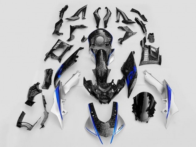 Yamaha YZF R3/R25 Motorrad Verkleidung 2019-2021 - Weiss Blau Schwarz Geschmiedet Carbonfaser Stil