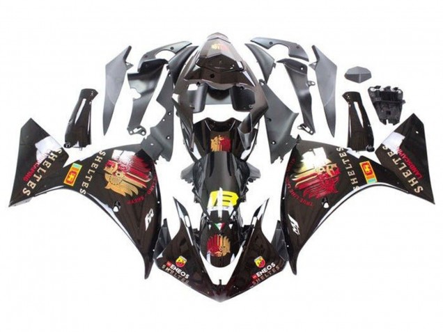 Yamaha YZF 1000 R1 Motorrad Verkleidung 2009-2011 - Glanzendes Schwarz Rot Gelb Sheltes