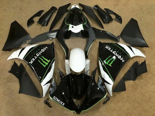 Yamaha YZF 1000 R1 Motorrad Verkleidung 2012-2014 - Weiss Schwarz Grun Monster Energy SZMUXX