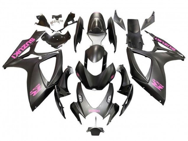 Suzuki GSXR 600 / GSXR 750 Motorrad Verkleidung 2006-2007 - Matt Schwarz Rosa