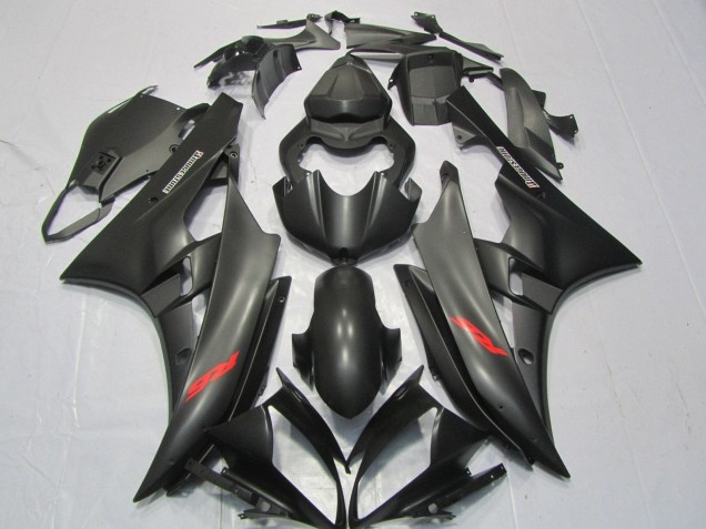 Yamaha YZF R6 Motorrad Verkleidung 2006-2007 - Matt Schwarz Rot Aufkleber
