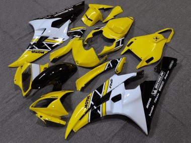 Yamaha YZF R6 Motorrad Verkleidung 2006-2007 - Gelb Weiss Glanzendes Schwarz Motul Michelin