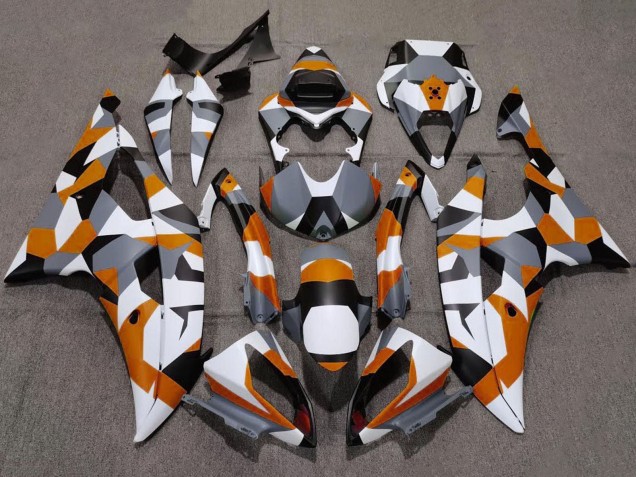 Yamaha YZF R6 Motorrad Verkleidung 2008-2016 - Weiss Orange Grau Schwarz Camouflage