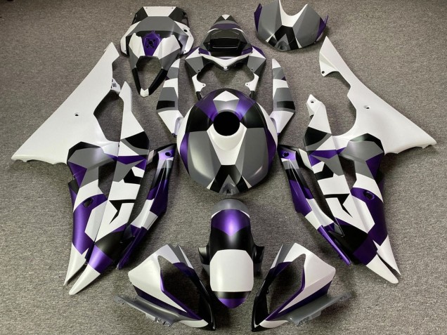 Yamaha YZF R6 Motorrad Verkleidung 2008-2016 - Weiss Lila Grau Schwarz Camouflage