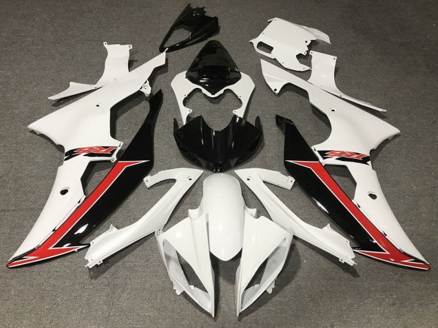 Yamaha YZF R6 Motorrad Verkleidung 2008-2016 - Weiss Rot Glanzendes Schwarz