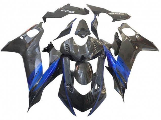 Blau Schwarz Kunst Carbonfaser 2017-2025 Yamaha YZF R6 Motorrad Verkleidung