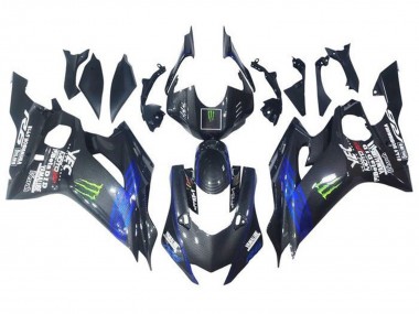 Yamaha YZF R6 Motorrad Verkleidung 2017-2023 - Blau Schwarz Kunst Carbonfaser Grun Monster