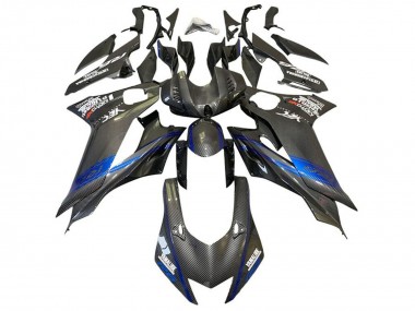 Yamaha YZF R6 Motorrad Verkleidung 2017-2023 - Blau Schwarz Kunst Carbonfaser