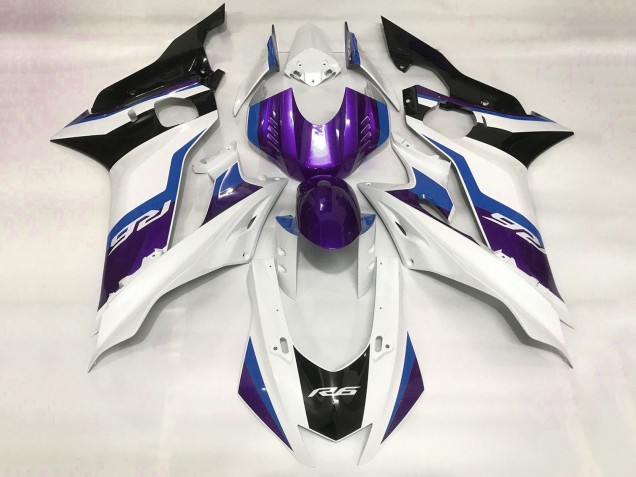 Weiß Blau Lila Schwarz 2017-2025 Yamaha YZF R6 Motorrad Verkleidung