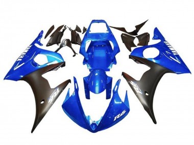 Yamaha YZF R6 Motorrad Verkleidung 2003-2004 - Blau Matt Schwarz Weiss Aufkleber