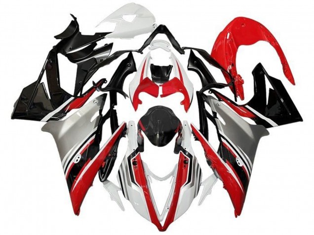 Triumph Daytona 675 Triple Motorrad Verkleidung 2013-2016 - Weiss Rot Silber Glanzendes Schwarz