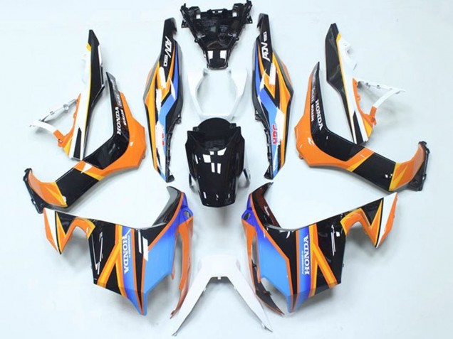 Honda ADV150 Motorrad Verkleidung 2018-2021 - Blau Orange Glanzendes Schwarz