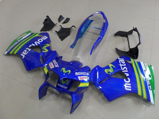 Blau Grün Weiß MoviStar 1998-2001 Honda VFR 800 Motorrad Verkleidung