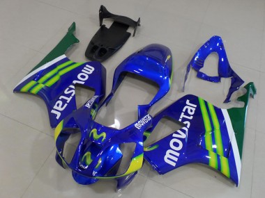 Blau Grün Weiß MoviStar 2000-2006 Honda VTR1000 Motorrad Verkleidung