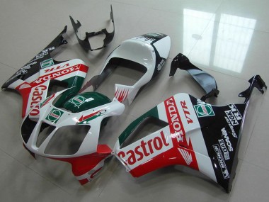 Weiß Rot Grün Glänzendes Schwarz Castrol 2000-2006 Honda VTR1000 Motorrad Verkleidung