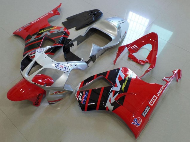 Silber Rot Glänzendes Schwarz Streifen 2000-2006 Honda VTR1000 Motorrad Verkleidung