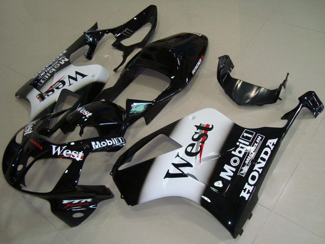Glänzendes Schwarz Weiß West 2000-2006 Honda VTR1000 Motorrad Verkleidung