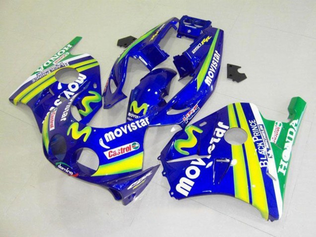 Blau Gelb Grün MoviStar Castrol 1990-1998 Honda CBR250RR MC22 Motorrad Verkleidung