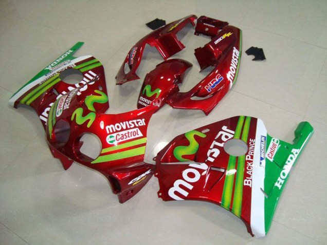 Rot Weiß Grün MoviStar 1990-1998 Honda CBR250RR MC22 Motorrad Verkleidung