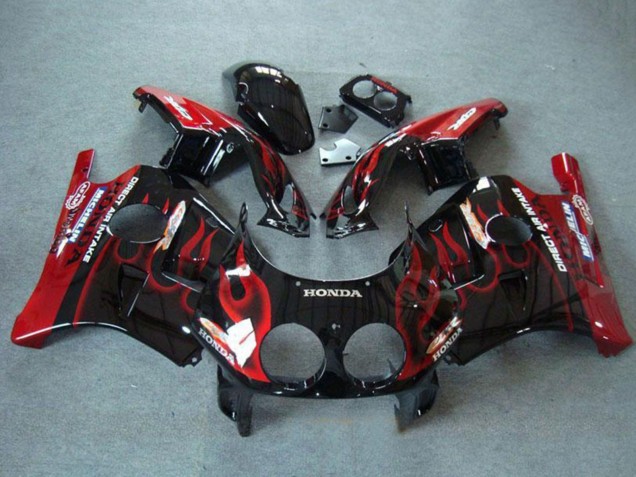 Glänzendes Schwarz Rot Flamme 1990-1998 Honda CBR250RR MC22 Motorrad Verkleidung