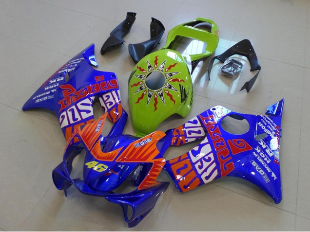 Gelb Blau Orange Rossi 46 2001-2003 Honda CBR600 F4i Motorrad Verkleidung