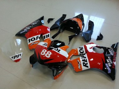 Orange Weiß Rot Glänzendes Schwarz Rennen Repsol 88 2001-2003 Honda CBR600 F4i Motorrad Verkleidung