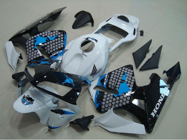 Weiß Blau Glänzendes Schwarz 2003-2004 Honda CBR600RR Motorrad Verkleidung