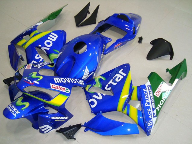 Blau Gelb Grün MoviStar 2003-2004 Honda CBR600RR Motorrad Verkleidung
