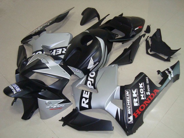 Matt Schwarz Silber Repsol 2005-2006 Honda CBR600RR Motorrad Verkleidung