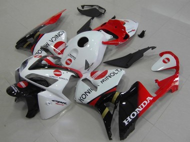 Weiß Rot Glänzendes Schwarz Konica Minolta 2005-2006 Honda CBR600RR Motorrad Verkleidung