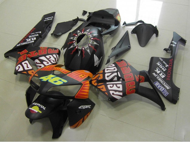 Matt Schwarz Orange Gelb Rossi 46 2005-2006 Honda CBR600RR Motorrad Verkleidung