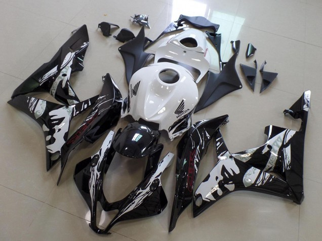 Weiß Glänzendes Schwarz Leyla 2007-2008 Honda CBR600RR Motorrad Verkleidung