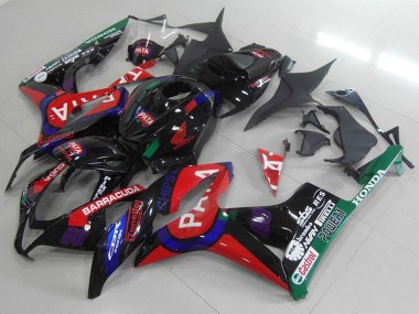 Glänzendes Schwarz Rot Blau Pata 2007-2008 Honda CBR600RR Motorrad Verkleidung