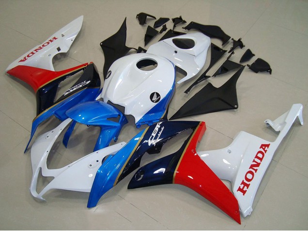 Weiß Blau Rot Glänzendes Schwarz 2007-2008 Honda CBR600RR Motorrad Verkleidung