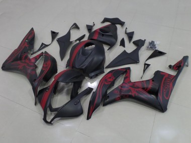 Matt Schwarz Rot Schädel mit Streifen 2007-2008 Honda CBR600RR Motorrad Verkleidung