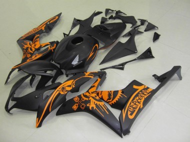 Matt Schwarz Orange Schädel 2007-2008 Honda CBR600RR Motorrad Verkleidung