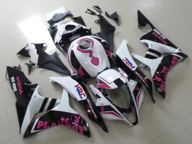 Weiß Rosa Matt Schwarz HRC Playboy mit Durex 2007-2008 Honda CBR600RR Motorrad Verkleidung
