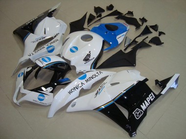 Weiß Blau Glänzendes Schwarz Konica Minolta 2009-2012 Honda CBR600RR Motorrad Verkleidung
