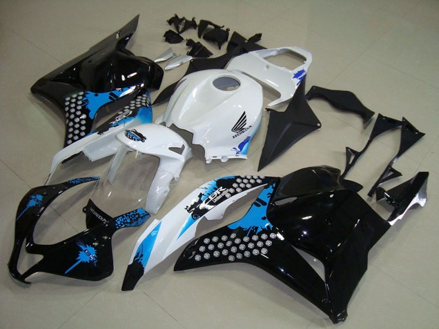 Weiß Blau Glänzendes Schwarz 2009-2012 Honda CBR600RR Motorrad Verkleidungen Kit