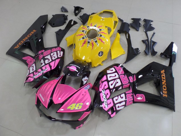 Gelb Rosa Glänzendes Schwarz Rossi 46 2013-2023 Honda CBR600RR Motorrad Verkleidung