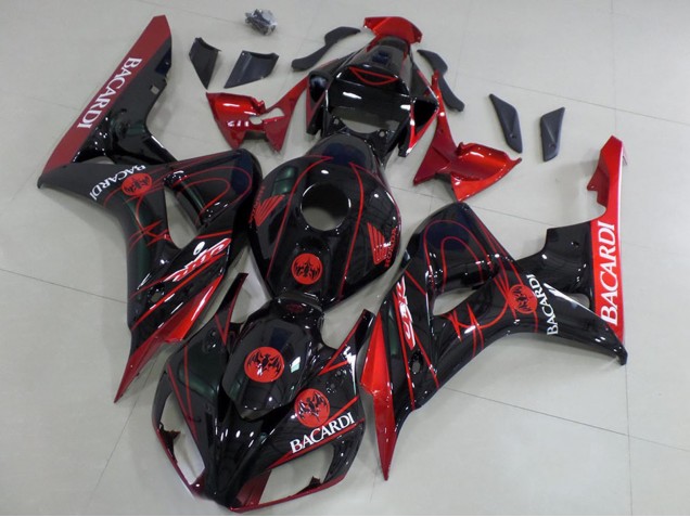Rot Glänzendes Schwarz Bacardi 2006-2007 Honda CBR1000RR Motorrad Verkleidung