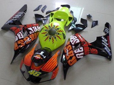 Grün Orange Glänzendes Schwarz Rossi 46 2006-2007 Honda CBR1000RR Motorrad Verkleidung