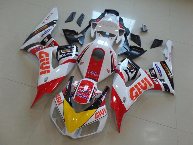 Weiß Rot Gelb Glänzendes Schwarz Givi HRC 2006-2007 Honda CBR1000RR Motorrad Verkleidung